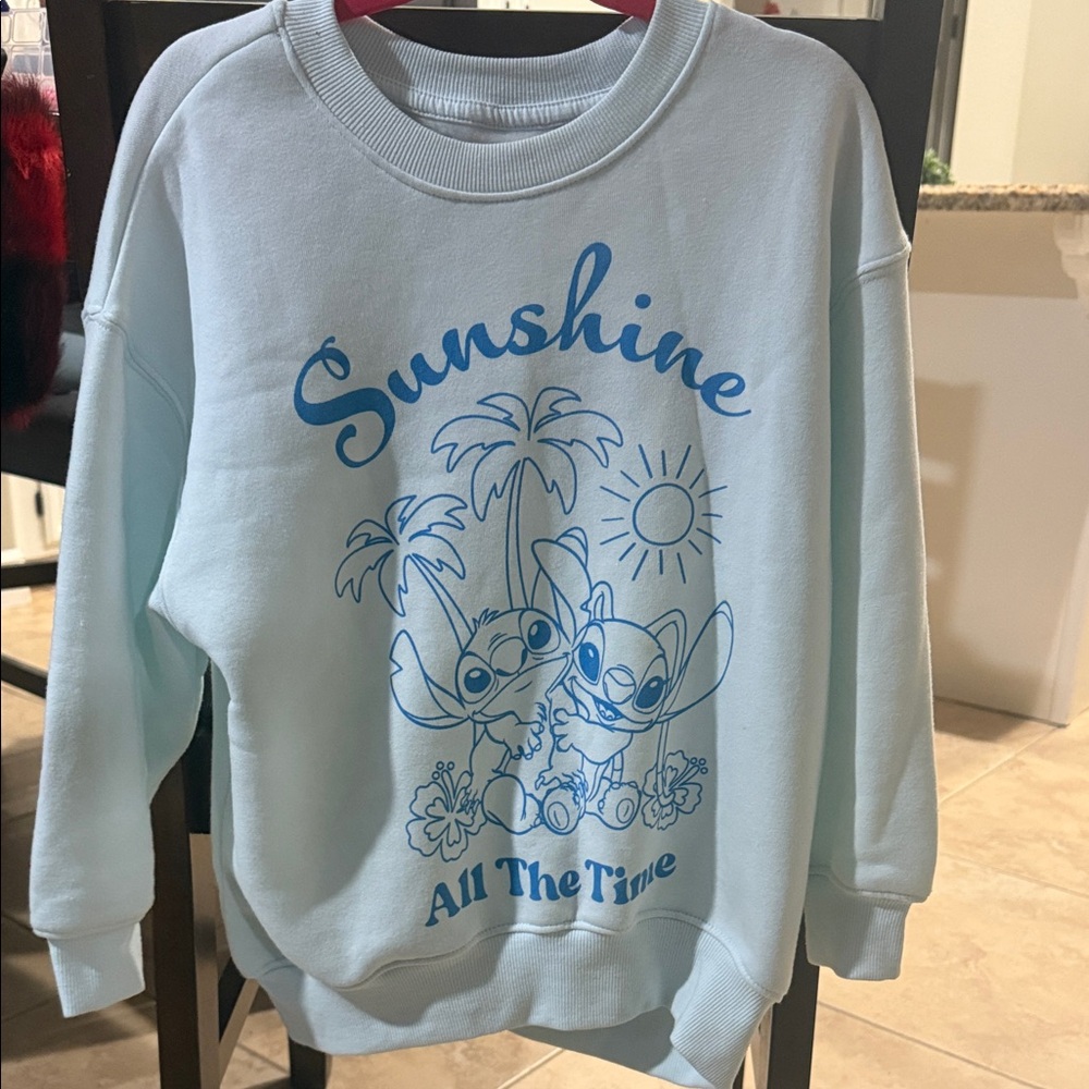 Light Blue Disney Stitch Graphic Sweatshirt